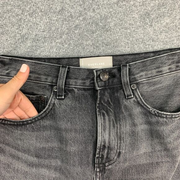 Everlane The Denim Jean Skirt Womens 27 Washed Black Raw Hem Cotton Pockets - Picture 3 of 12